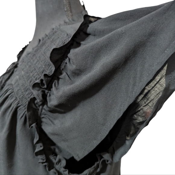 Paige Black Smocked Mini Dress Size S Boho Romantic Feminine Cottagecore - Picture 10 of 15